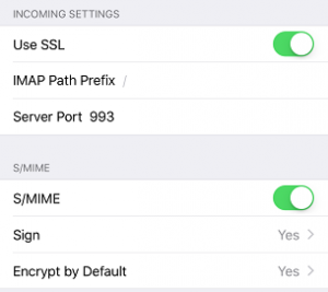 iOS Mail Encryption Settings